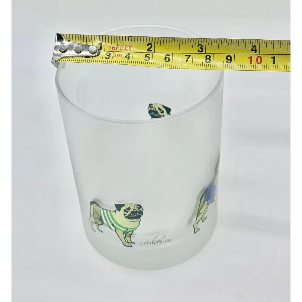 Culver Ltd. Pug Frosted Old Fashioned Glass Dog Lovers Whiskey Glass Pug Dogs